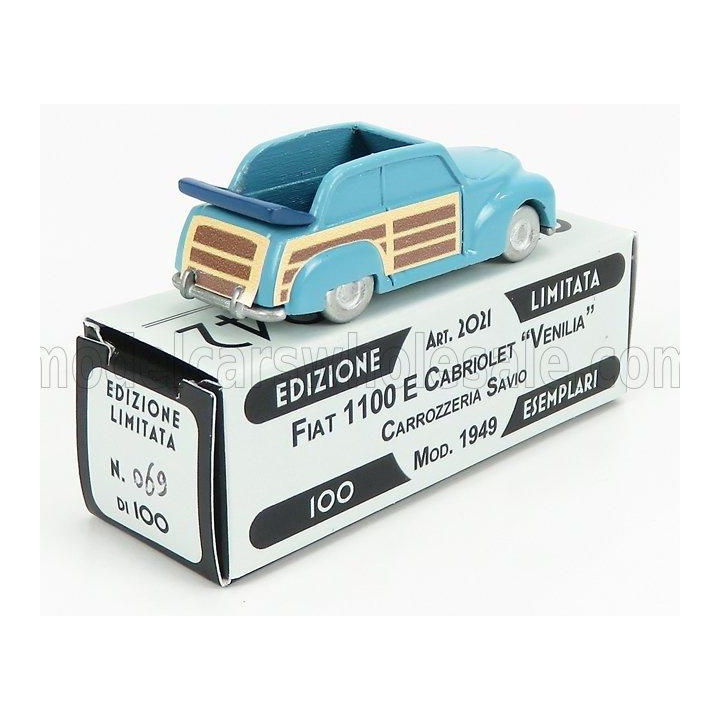 OFFICINA 942 FIAT 1100 E CABRIOLET OPEN VENILIA CARROZZERIA SAVIO 1949 - LIGHT BLUE WOOD 1/76