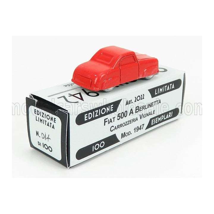 OFFICINA 942 FIAT 500 BERLINETTA CARROZZERIA VIGNALE 1947 - RED 1/76
