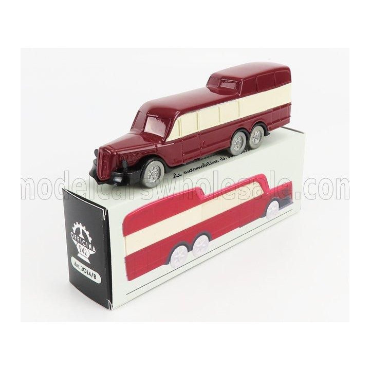 OFFICINA 942 OM FIAT TITANO AUTOBUS GRAN TURISMO PANORAMICO CARROZZERIA VARESINA 1938 - RED CREAM 1/76