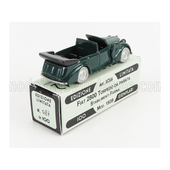 OFFICINA 942 FIAT 2800 TORPEDO DA PARATA CABRIOLET CARROZZERIA STAB. FARINA 1939 - GREEN 1/76