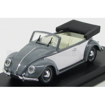 RIO MODELS VOLKSWAGEN BEETLE CABRIOLET KARMANN OPEN 1949 - GREY WHITE 1/43