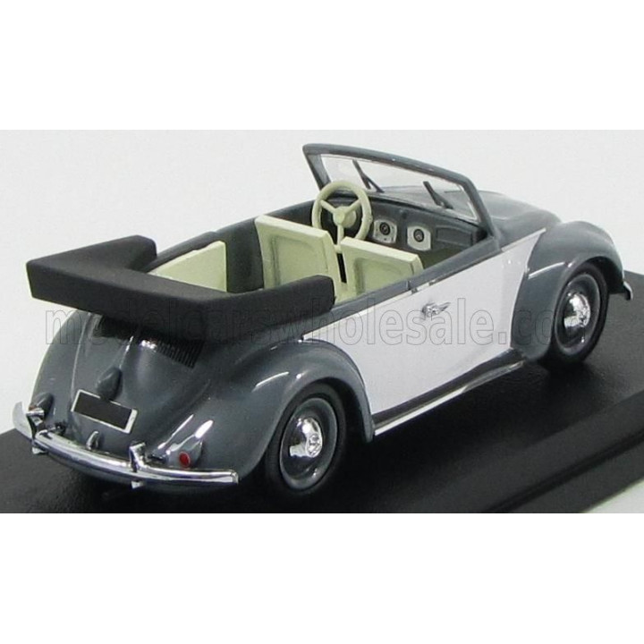 RIO MODELS VOLKSWAGEN BEETLE CABRIOLET KARMANN OPEN 1949 - GREY WHITE 1/43
