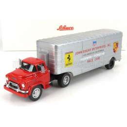 SCHUCO GMC TRUCK CAR TRANSPORTER TEAM JOHN EDGARD ENTERPRISES INC. LOS ANGELES CALIFORNIA FERRARI - PORSCHE RACE CARS 1950 - RED