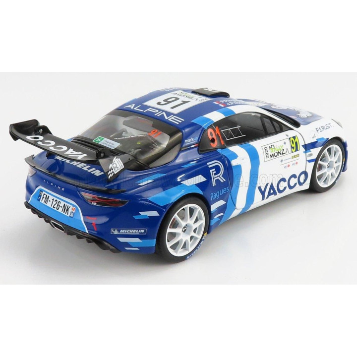 SOLIDO RENAULT A110 ALPINE N 91 WINNER RGT CLASS RALLY MONZA 2020 P.RAGUES - J.PESENTI - 2 TONE BLUE WHITE 1/18
