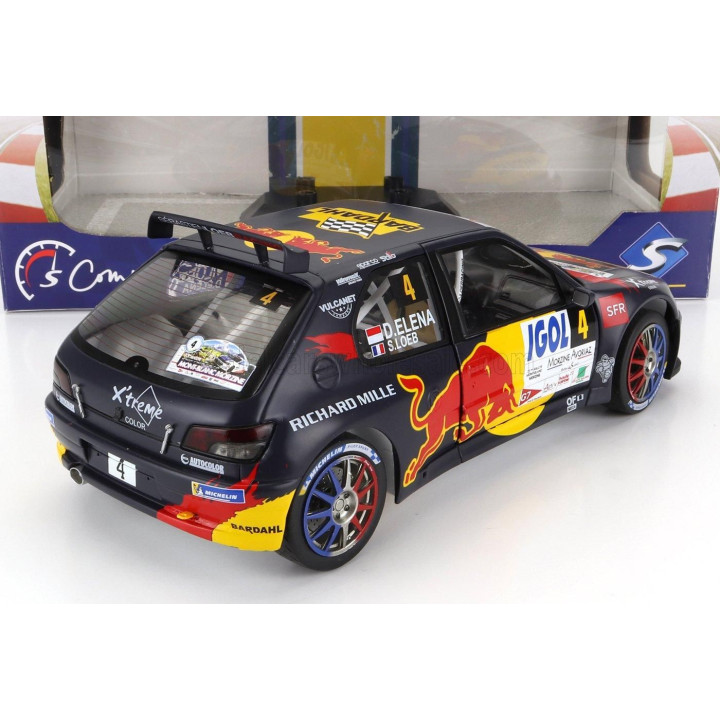 SOLIDO PEUGEOT 306 MAXI RED BULL N 4 6th RALLY MONT BLANC 2021 S.LOEB - D.ELENA - BLUE YELLOW RED 1/18