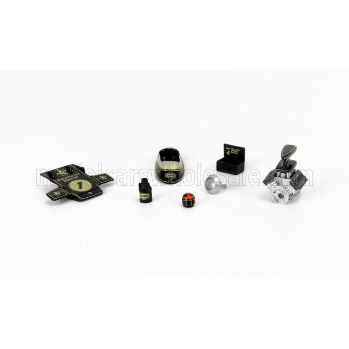 SPARK MODEL ACCESSORIES F1  SET LOTUS 72DJPS N 1 EMERSON FITTIPALDI SEASON 1972 WORLD CHAMPION - BLACK GOLD MET 1/43