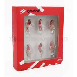 SPARK MODEL FIGURES SET 6X GRID GIRLS 1990s - PINK RED 1/43