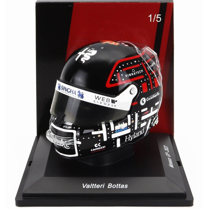 SPARK MODEL BELL HELMET F1  CASCO HELMET ALFA ROMEO C43 TEAM STAKE N 77 MONACO GP 2023 VALTTERI BOTTAS - BLACK WHITE ORANGE 1/5
