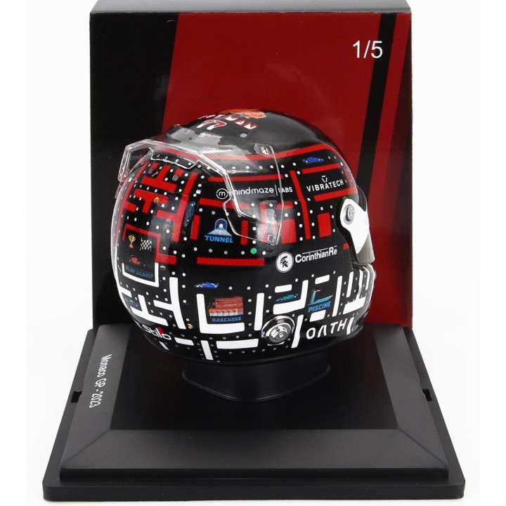 SPARK MODEL BELL HELMET F1  CASCO HELMET ALFA ROMEO C43 TEAM STAKE N 77 MONACO GP 2023 VALTTERI BOTTAS - BLACK WHITE ORANGE 1/5