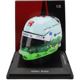SPARK MODEL BELL HELMET F1  CASCO HELMET ALFA ROMEO C43 TEAM STAKE N 24 CANADA GP 2023 GUANYU ZHOU - WHITE GREEN 1/5