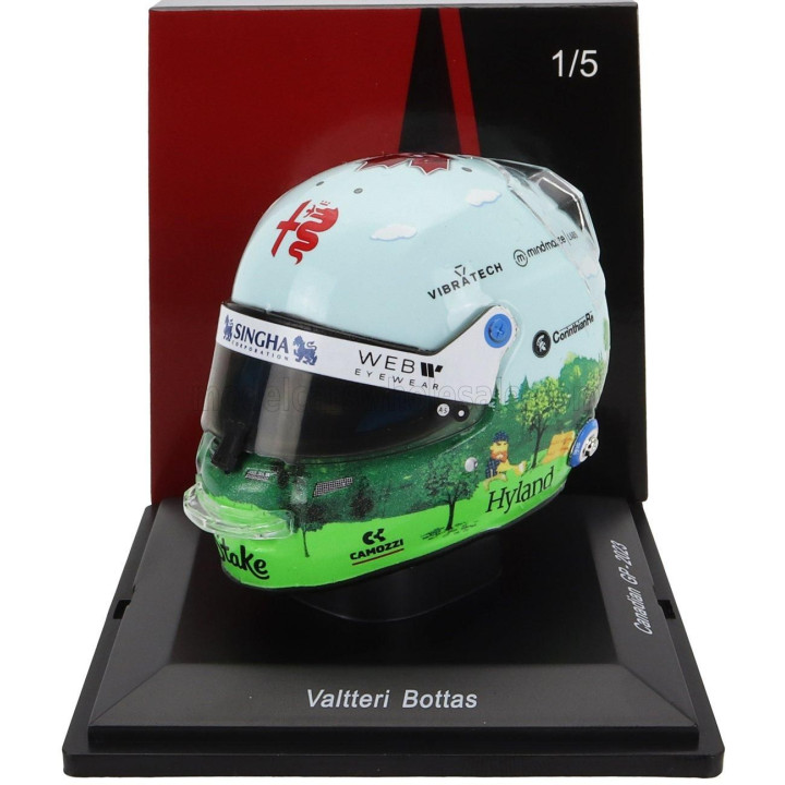 SPARK MODEL BELL HELMET F1  CASCO HELMET ALFA ROMEO C43 TEAM STAKE N 24 CANADA GP 2023 GUANYU ZHOU - WHITE GREEN 1/5