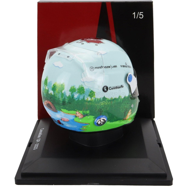 SPARK MODEL BELL HELMET F1  CASCO HELMET ALFA ROMEO C43 TEAM STAKE N 24 CANADA GP 2023 GUANYU ZHOU - WHITE GREEN 1/5