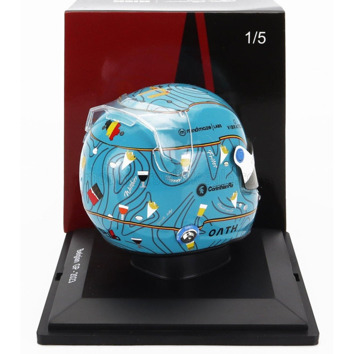 SPARK MODEL BELL HELMET F1  CASCO HELMET ALFA ROMEO C43 TEAM STAKE N 77 BELGIUM GP 2023 VALTTERI BOTTAS - LIGHT BLUE 1/5