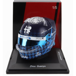 SPARK MODEL BELL HELMET F1  CASCO HELMET ALFA ROMEO C43 TEAM STAKE N 24 JAPAN GP 2023 GUANYU ZHOU - BLUE 1/5
