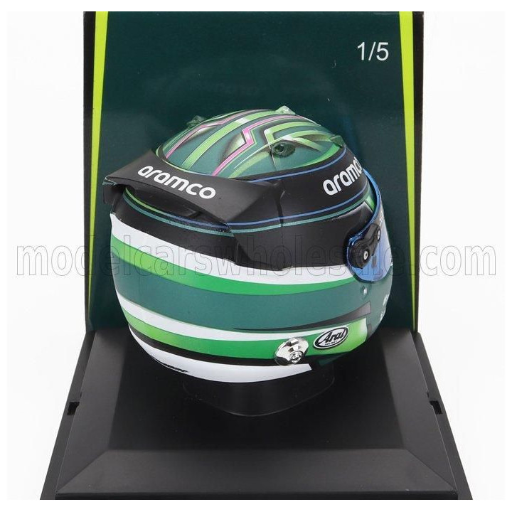 SPARK MODEL BELL HELMET F1  CASCO HELMET ASTON MARTIN AMR23 TEAM ARAMCO COGNIZANT N 0 F1 TEST 2023 JESSICA HAWKINS - GREEN 1/5