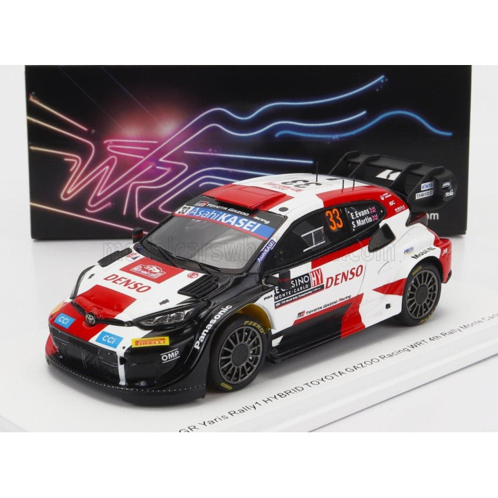 SPARK MODEL TOYOTA YARIS GR HYBRID RALLY1 TEAM TOYOTA GAZOO RACING WRT N 33 4th RALLY MONTECARLO 2023 E.EVANS - S.MARTIN - WHITE