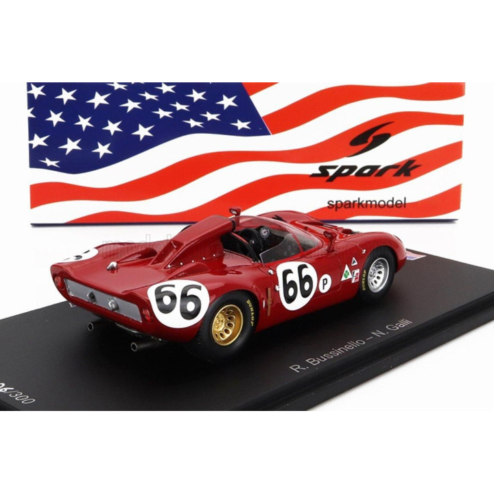 SPARK MODEL ALFA ROMEO 33 SPIDER TEAM AUTODELTA N 66 12h SEBRING 1967 R.BUSSINELLO - N.GALLI - RED 1/43