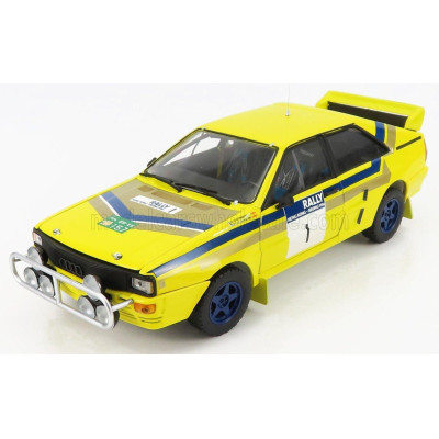 SUN STAR AUDI QUATTRO (night version) N 1 WINNER RALLY HONG KONG-BEIJING 1986 STIG BLOMQVIST - BRUNO BERGLUND - YELLOW BLUE 1/18