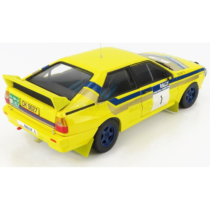 SUN STAR AUDI QUATTRO (night version) N 1 WINNER RALLY HONG KONG-BEIJING 1986 STIG BLOMQVIST - BRUNO BERGLUND - YELLOW BLUE 1/18