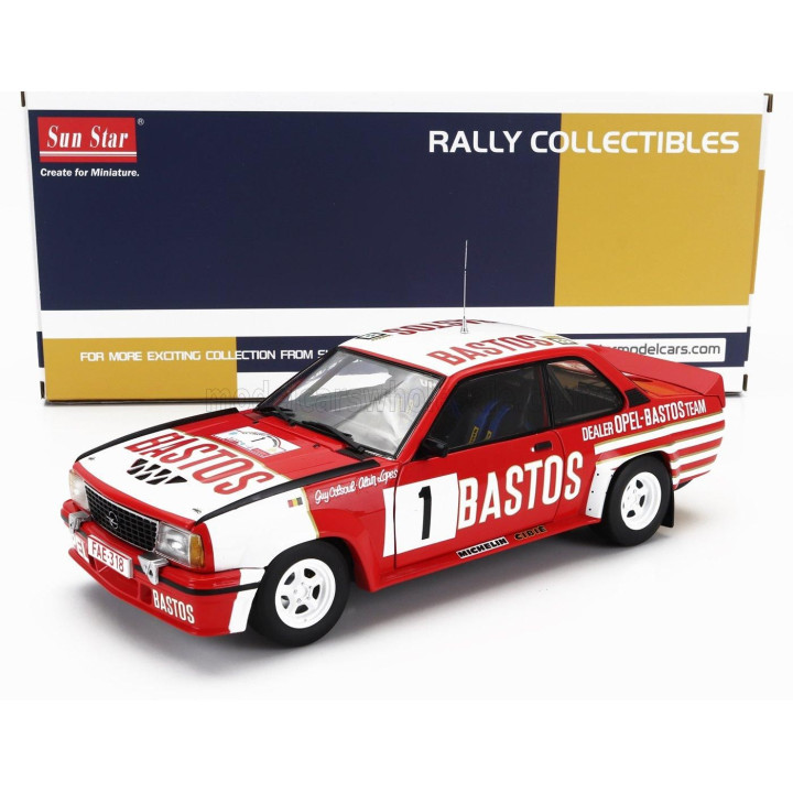 SUN STAR OPEL ASCONA 400 RALLY BASTOS N 1 2nd RALLY CIRCUIT DES ARDENNES 1983 GUY COLSOUL - ALAIN LOPES - RED WHITE 1/18