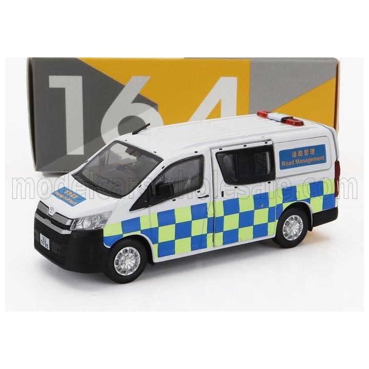 TINY TOYS TOYOTA HIACE MINIBUS HONG KONG POLICE 2009 - WHITE BLUE YELLOW 1/64