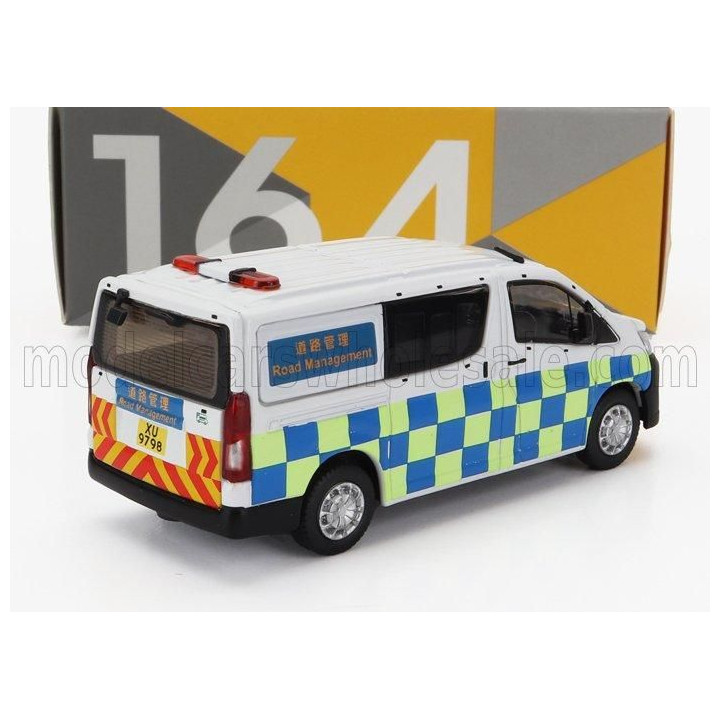 TINY TOYS TOYOTA HIACE MINIBUS HONG KONG POLICE 2009 - WHITE BLUE YELLOW 1/64