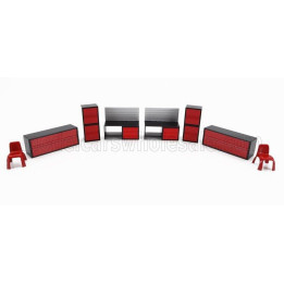 TINY TOYS ACCESSORIES SET GARAGE STORAGE FORNITURE - RED 1/43