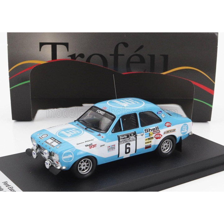 TROFEU FORD ENGLAND ESCORT MKI (night version) N 6 RALLY RAC LOMBARD 1973 HANNU MIKKOLA - JOHN DAVENPORT - LIGHT BLUE WHITE 1/43