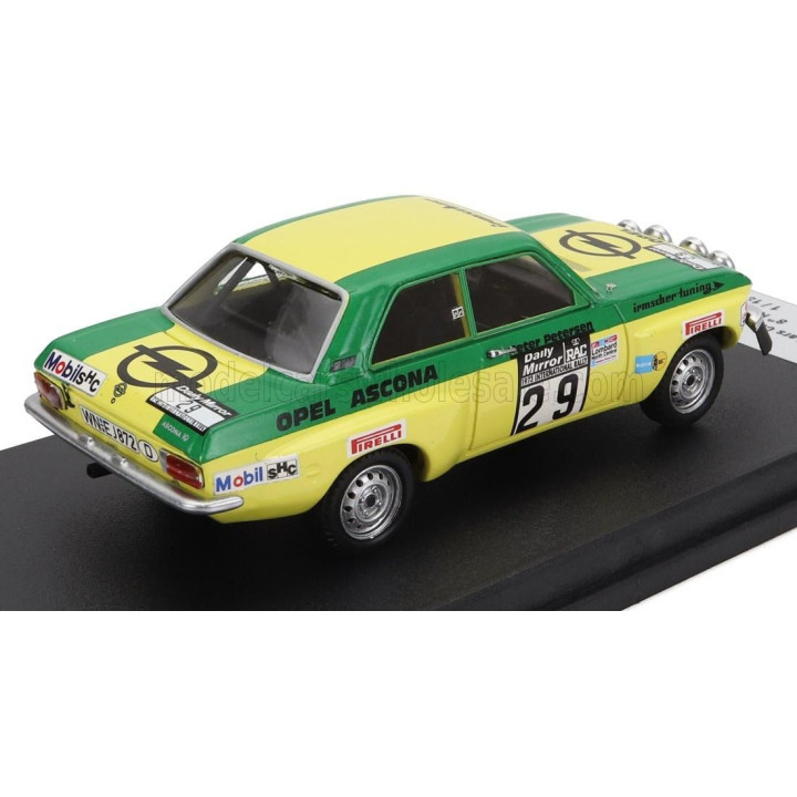 TROFEU OPEL ASCONA 1.9 SR (night version) N 29 8tH RALLY RAC LOMBARD 1973 LARS CARLSSON - PETER PETERSEN - GREEN YELLOW 1/43