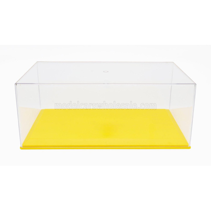 VETRINA DISPLAY BOX VETRINA DISPLAY BOX BOX FOR 1/18 BASE IN PLASTICA GIALLA - PLASTIC LEATHER BASE YELLOW - Lungh.LENGTH cm 33.
