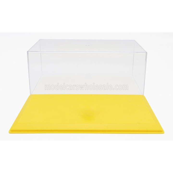 VETRINA DISPLAY BOX VETRINA DISPLAY BOX BOX FOR 1/18 BASE IN PLASTICA GIALLA - PLASTIC LEATHER BASE YELLOW - Lungh.LENGTH cm 33.