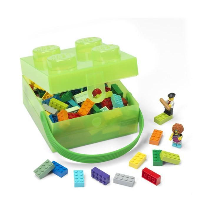 LEGO box s rukojetí 166x165x117mm - průsvitný zelený