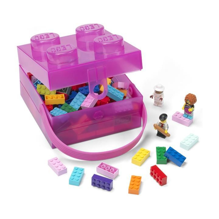 LEGO box s rukojetí 166x165x117mm - průsvitný zelený