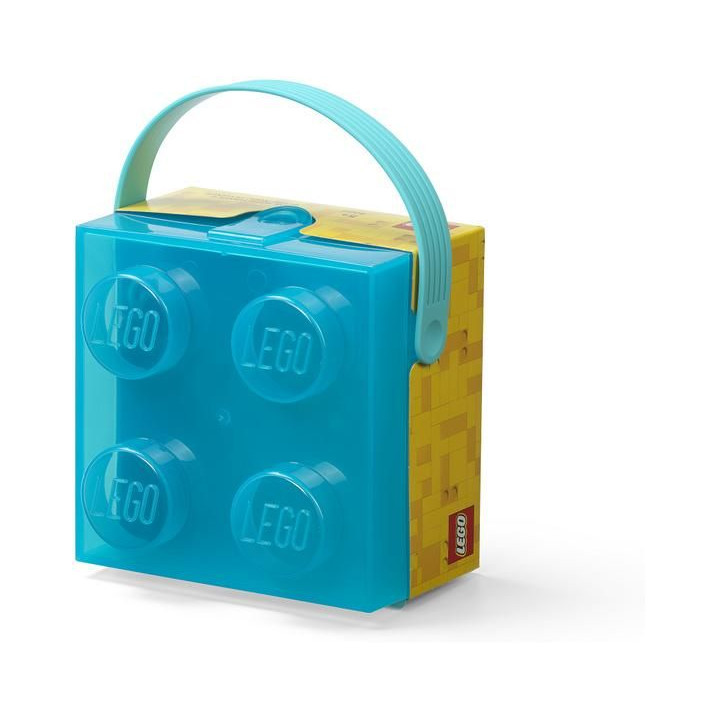 LEGO box s rukojetí 166x165x117mm - průsvitný modrý