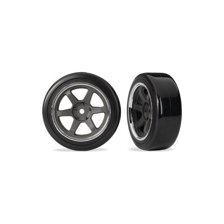 Traxxas kolo 1.9", grafitově šedý disk, pneu drift měkká zadní (2)