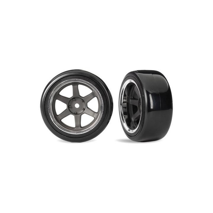 Traxxas kolo 1.9", grafitově šedý disk, pneu drift měkká přední (2)
