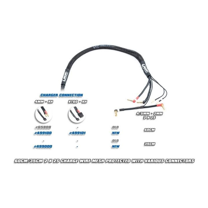 Nabíjecí kabel 60cm 2x2S LiPo HARDCASE z G4 na P4/5 včetně balančního konekt. XH