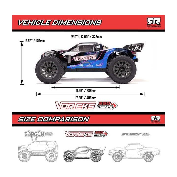 Arrma Vorteks Mega 550 1:10 RTR Basic modrá