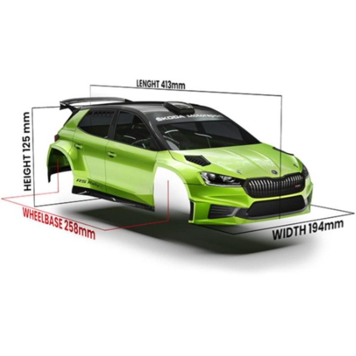 Karoserie čirá ŠKODA Fabia RS Rally2 1/10 rally 190mm