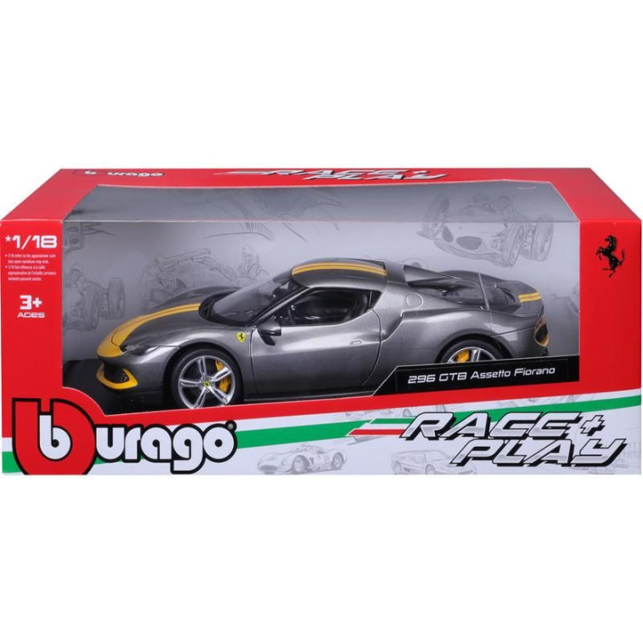 Bburago Ferrari 296 GTB Assetto Fiorano 1:18 šedá