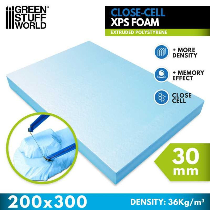 Closed cell XPS foam 200x300x30mm / Pena XPS s pevnou štruktúrou 200x300x30mm