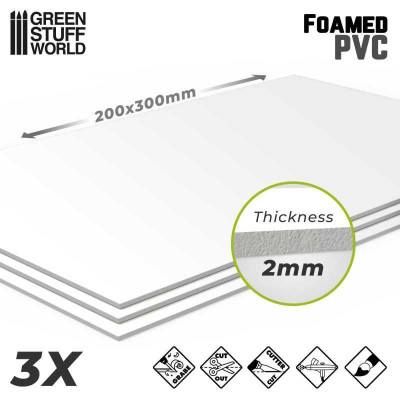 Foamed PVC (Forex) 200x300x2mm 3pc / Penové PVC (Forex) 200x300x2mm 3ks