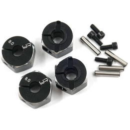 Hliníkové HEX unašeče kola 12x8mm, 4ks, černý