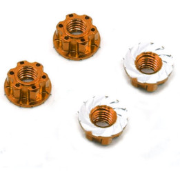 Hliníkové matice kol Lock Nut 4ks - Oranžové