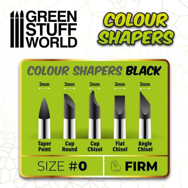 Clay Shapers - Color Shapers SIZE 0 - Black Firm / Tvorítka 0 - čierna pevná