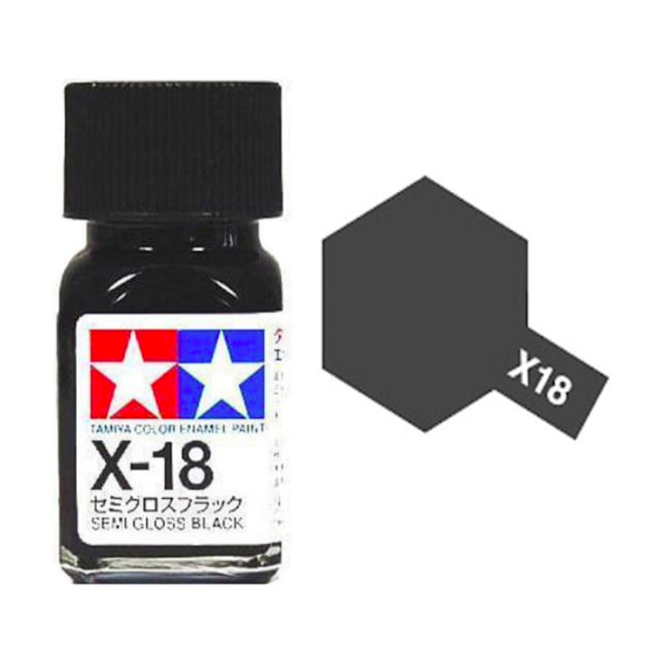 Tamiya 80018 Enamel X-18 Semi Gloss Black 10ml