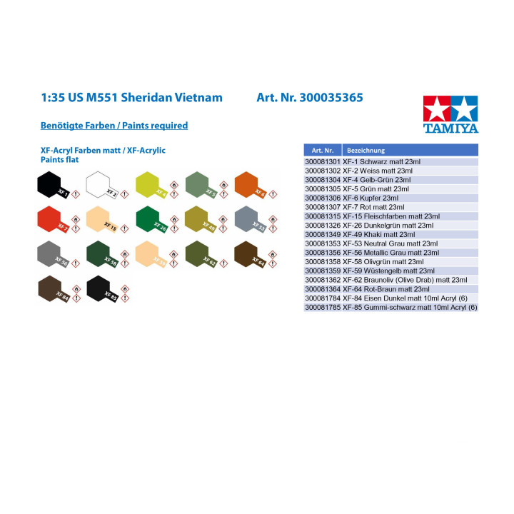 Tamiya 35365 M551 Sheridan Vietnam War 1:35
