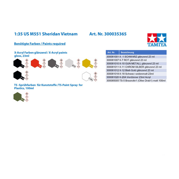 Tamiya 35365 M551 Sheridan Vietnam War 1:35
