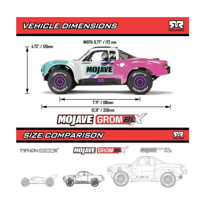 Arrma Mojave Grom 223S BLX 1:18 4WD Smart RTR bílá