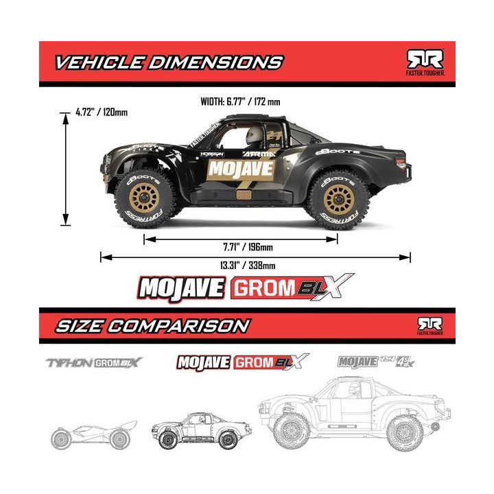 Arrma Mojave Grom 223S BLX 1:18 4WD RTR Basic černá